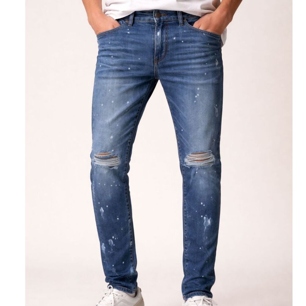 Monfrere Men's Greyson Pain Splatter Distressed Skinny Jeans Size 31
